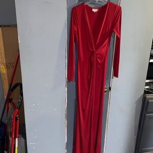 Chic Long Sleeve Red Dress